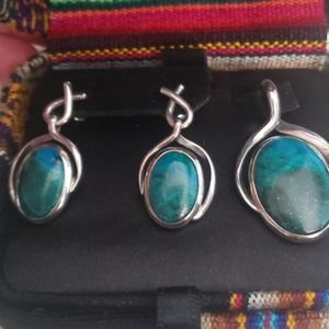 Peruvian Chrysocolla Malachite Silver .925 Set